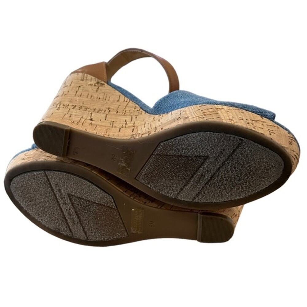Marc Fisher cork wedges medium blue denim and leather‎ uppers, size 8 - Picture 7 of 9